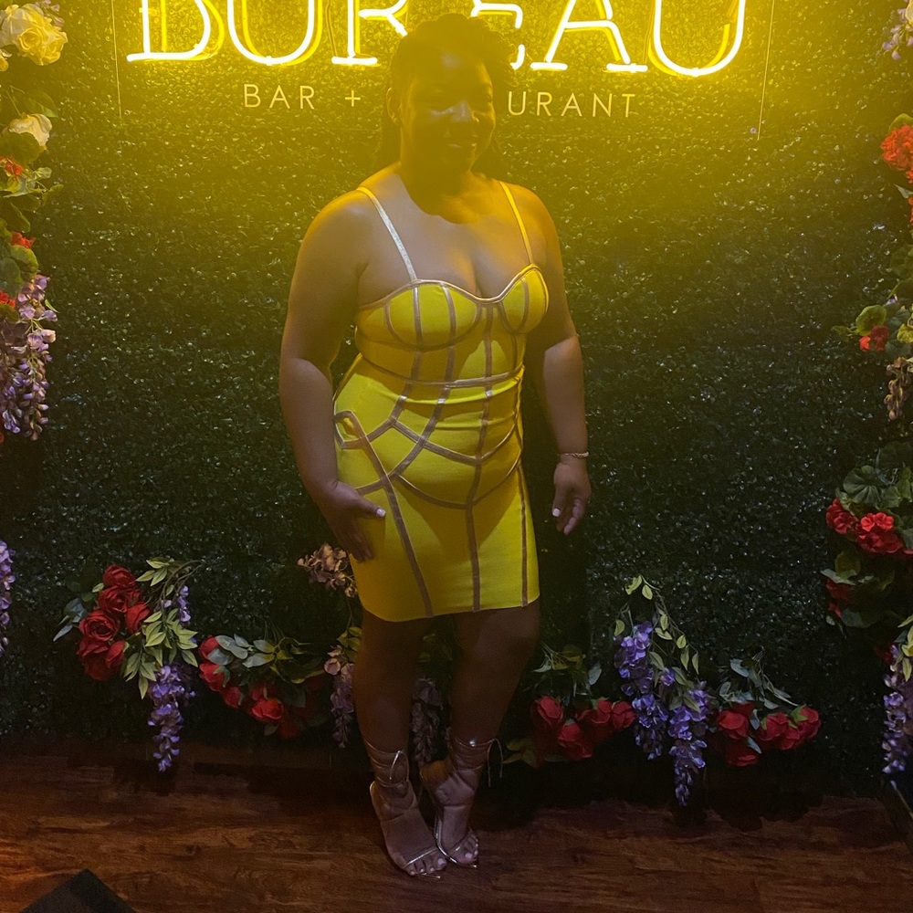 Yellow and Gold bodycon dress